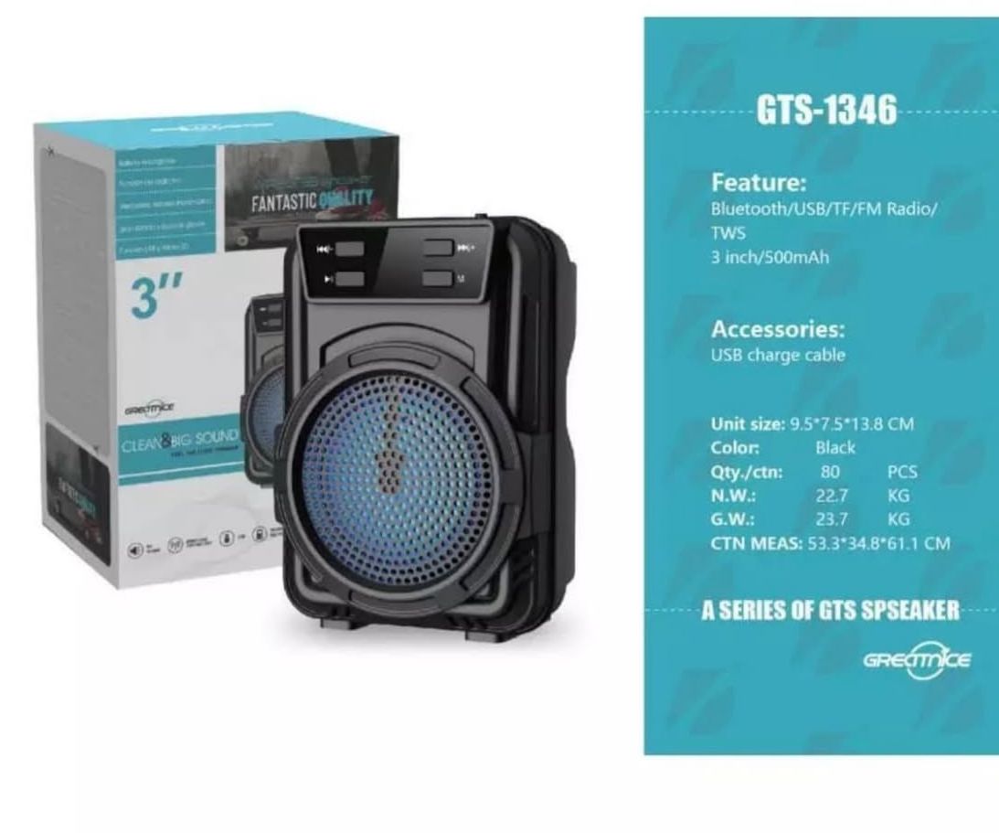 Dual LED Light Bluetooth Party Speaker – Black (Pair)