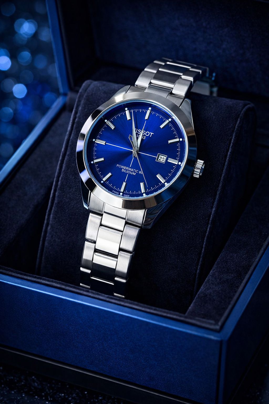 Tissot Gentleman Powermatic 80 Silicium Automatic Watch (Black Dial, Stainless Steel)