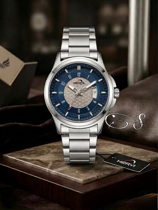 HERYL Stainless Steel Brown Dial Luxury Analog Watch (Model appears to feature a date window at 3 o'clock)
