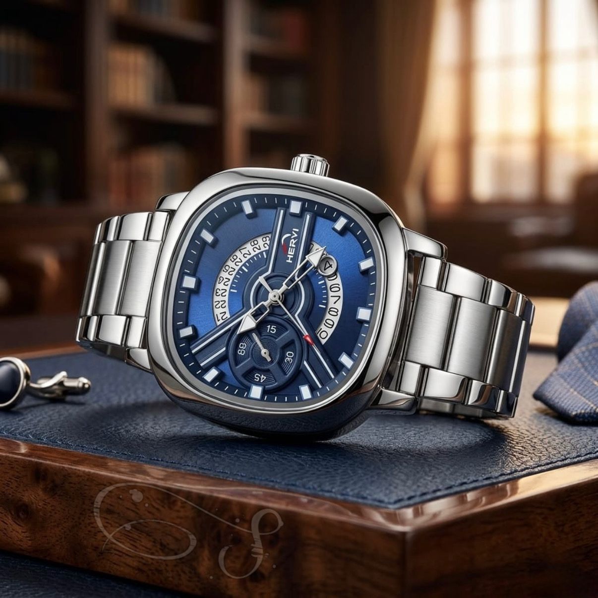 HERYL Stainless Steel Brown Dial Luxury Analog Watch (Model appears to feature a date window at 3 o'clock)