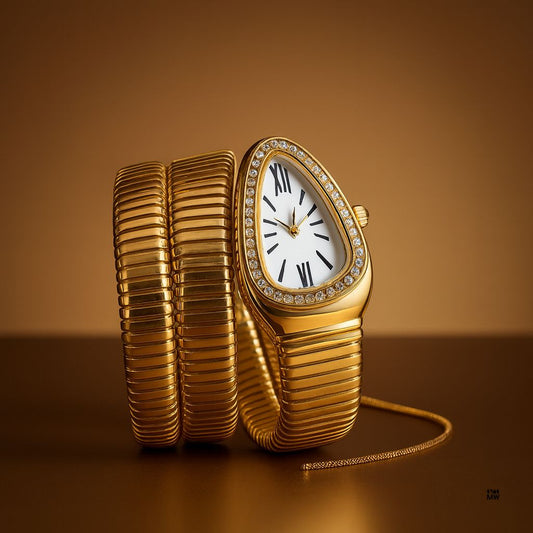 Vintage Inspired Gold Diamond‑Bezel Women's Watch – VI XII Model