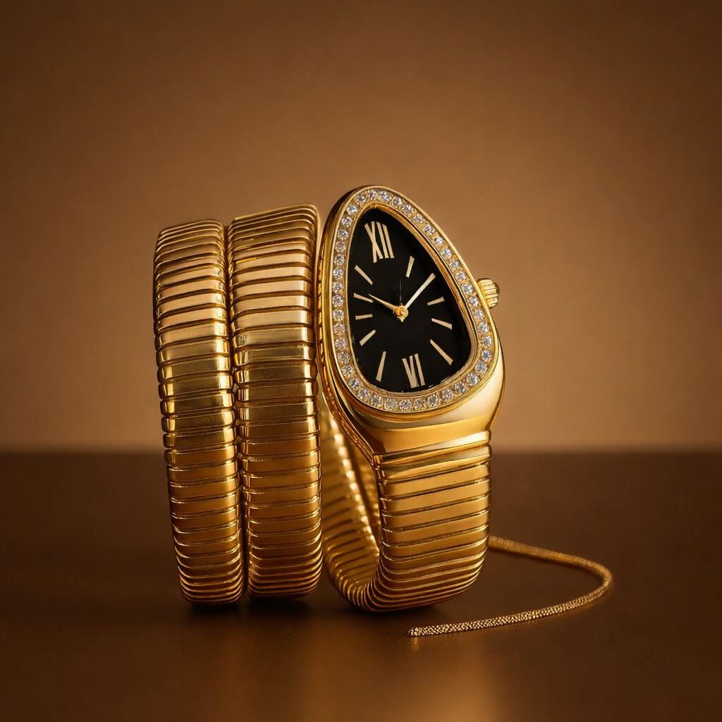 Vintage Inspired Gold Diamond‑Bezel Women's Watch – VI XII Model
