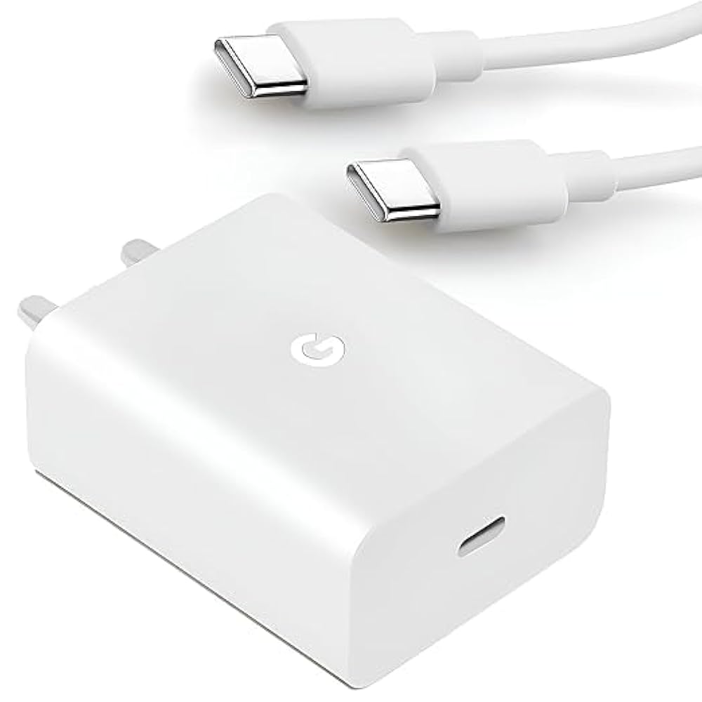 Google 20W USB-C Power Adapter & USB-C to USB-C Braided Fast Charging Cable (1M) Charging Set