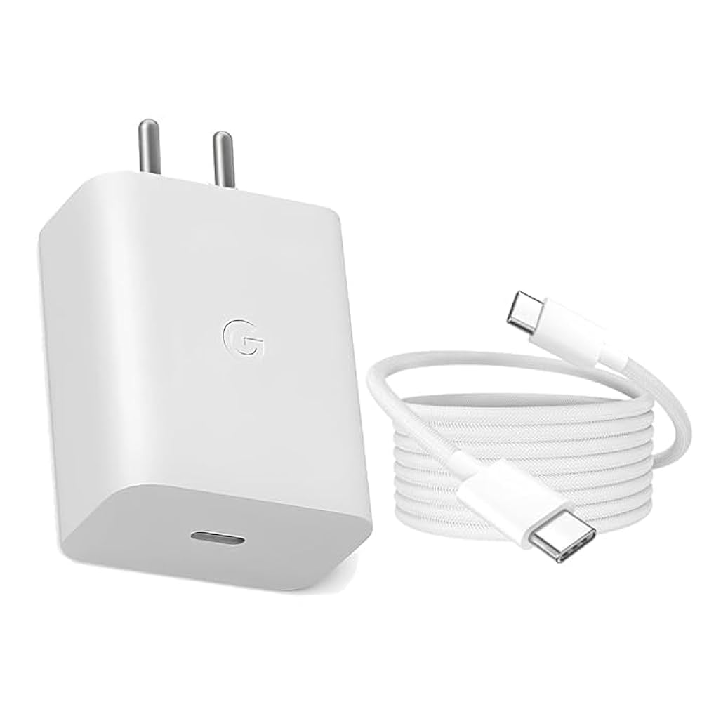 Google 20W USB-C Power Adapter & USB-C to USB-C Braided Fast Charging Cable (1M) Charging Set