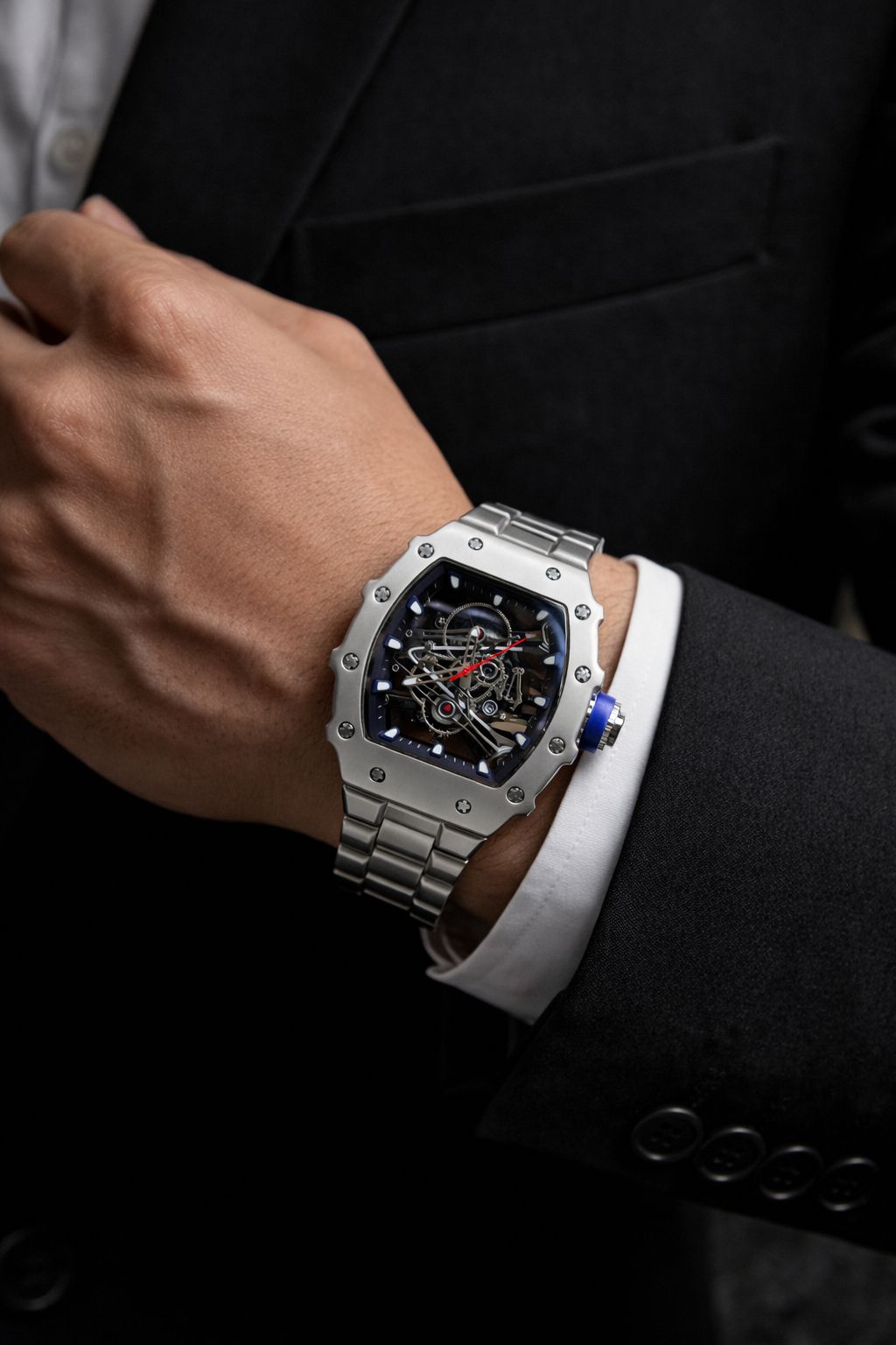 Richard Mille RM 032 Automatic Skeleton Wristwatch (Silver Titanium)