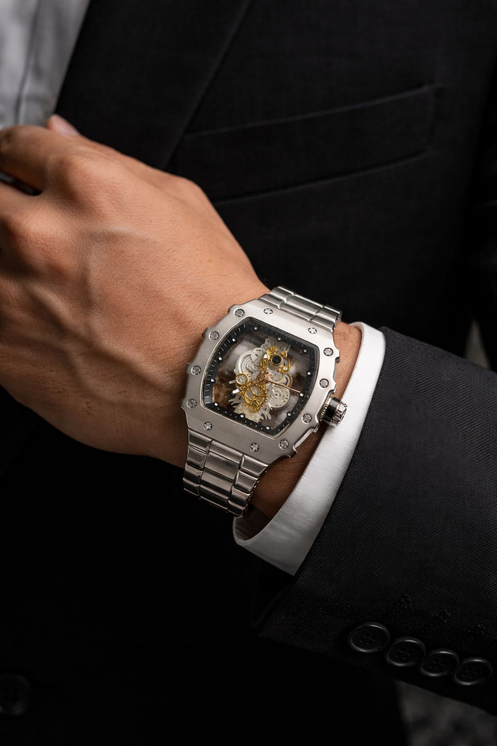 Richard Mille RM 032 Automatic Skeleton Wristwatch (Silver Titanium)