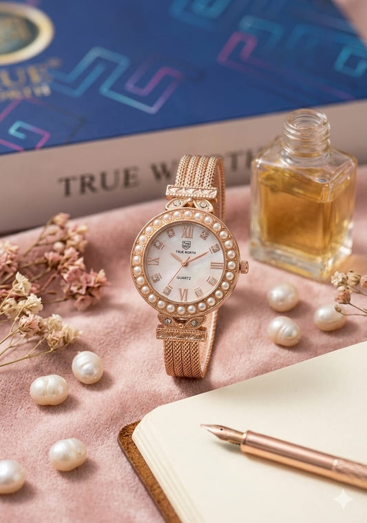 True North Rose Gold Pearl & Diamond Accent Quartz Watch