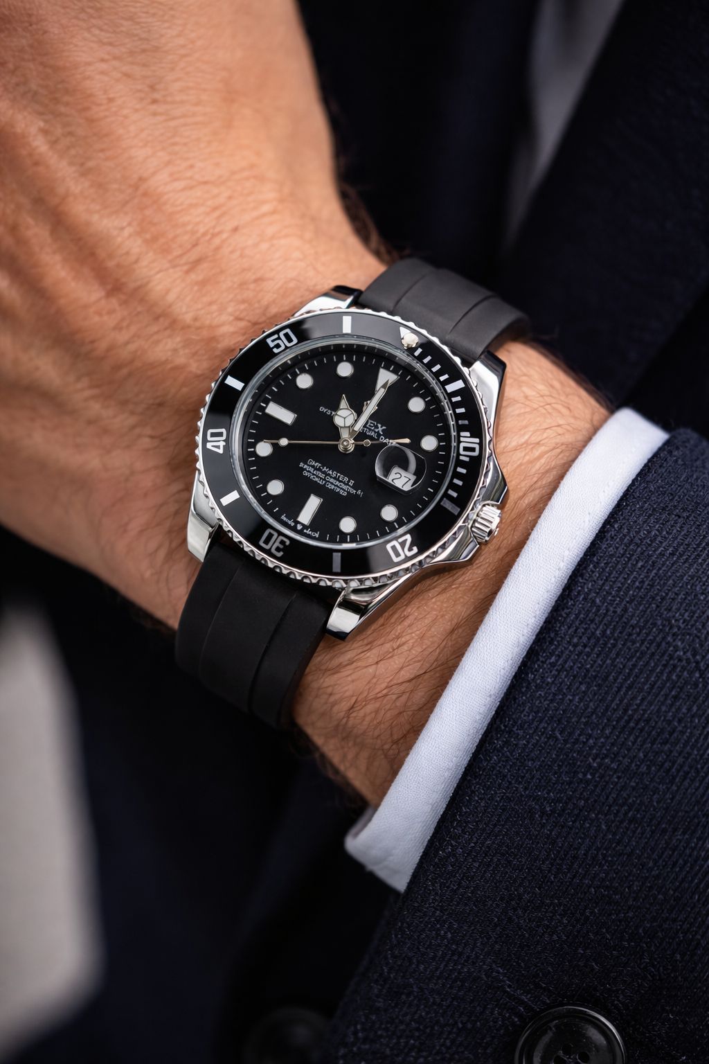 Rolex GMT‑Master II 116710BLNR (Black Dial, Black Rubber Strap)
