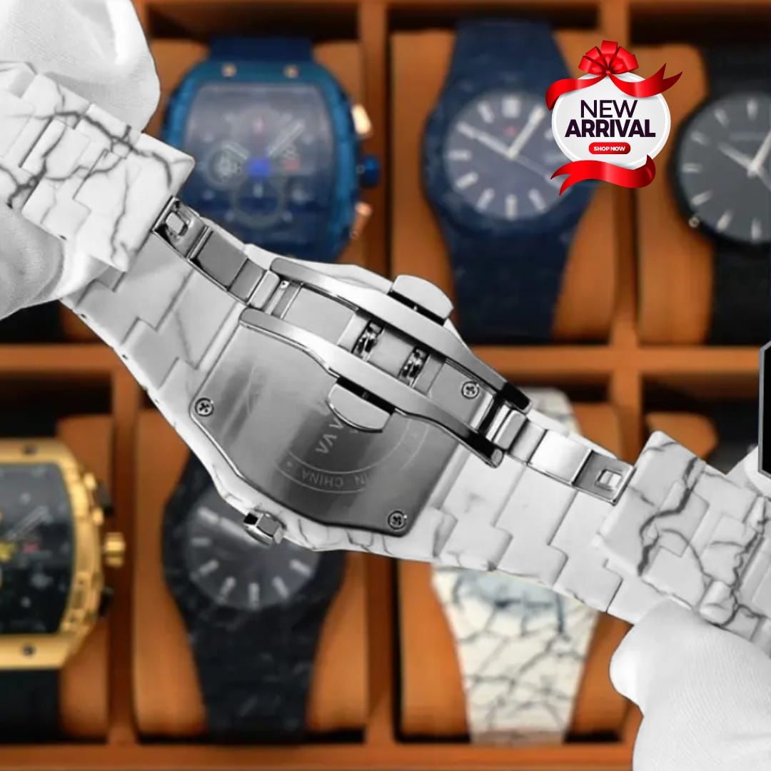 Tiger Aura Marble White Wristwatch