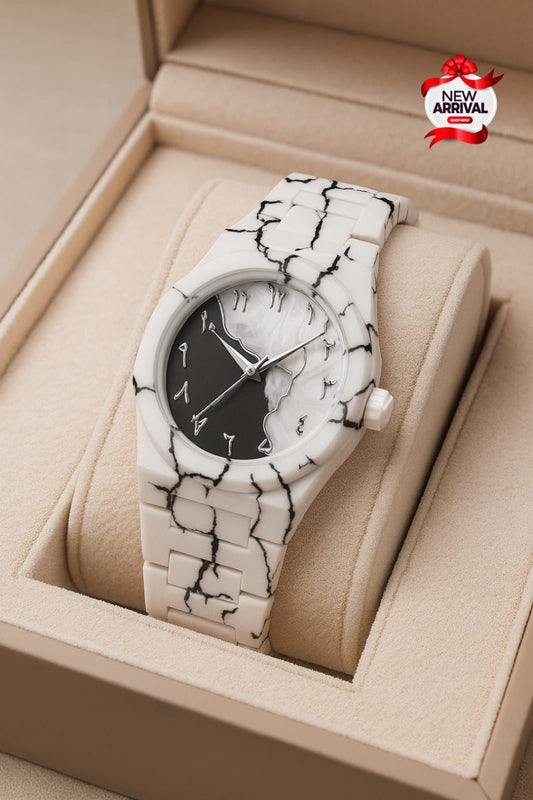 Tiger Aura Marble White Wristwatch
