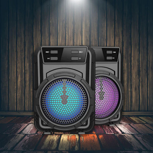 Dual LED Light Bluetooth Party Speaker – Black (Pair)