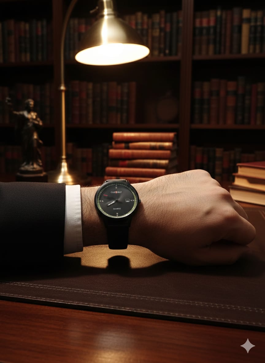 Chronos Classic Black Leather Chronograph Watch